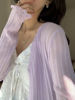涼感亞麻天絲防曬針織衫